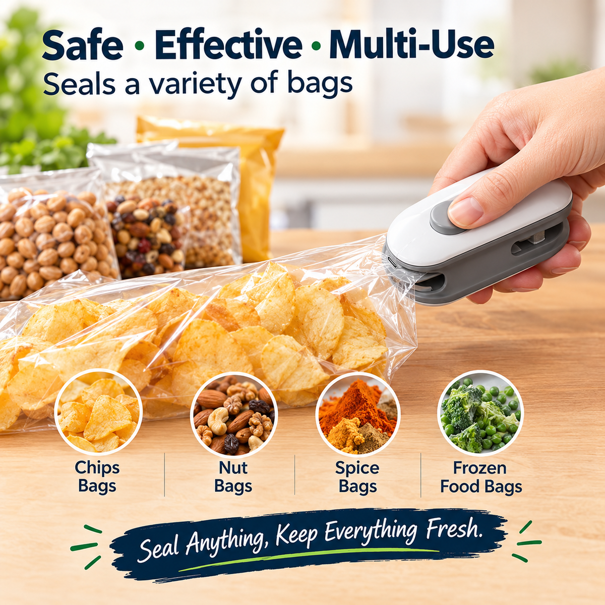 GACTRON Portable Mini Sealing Machine,Handheld Packet Sealer for Food, Snacks, Chips, Fresh Storage, Plastic Bags Sealing Machine