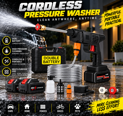 GACTRON Car Washer High Pressure Gun Cordless Portable Wireless Pressure Washer Gun 48V 12000mah High Pressure Water Gun for Car Wash Bike Washing Cleaning| Adjustable Nozzle and 5M Hose Pipe