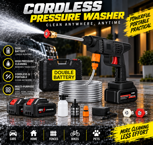 GACTRON Car Washer High Pressure Gun Cordless Portable Wireless Pressure Washer Gun 48V 12000mah High Pressure Water Gun for Car Wash Bike Washing Cleaning| Adjustable Nozzle and 5M Hose Pipe