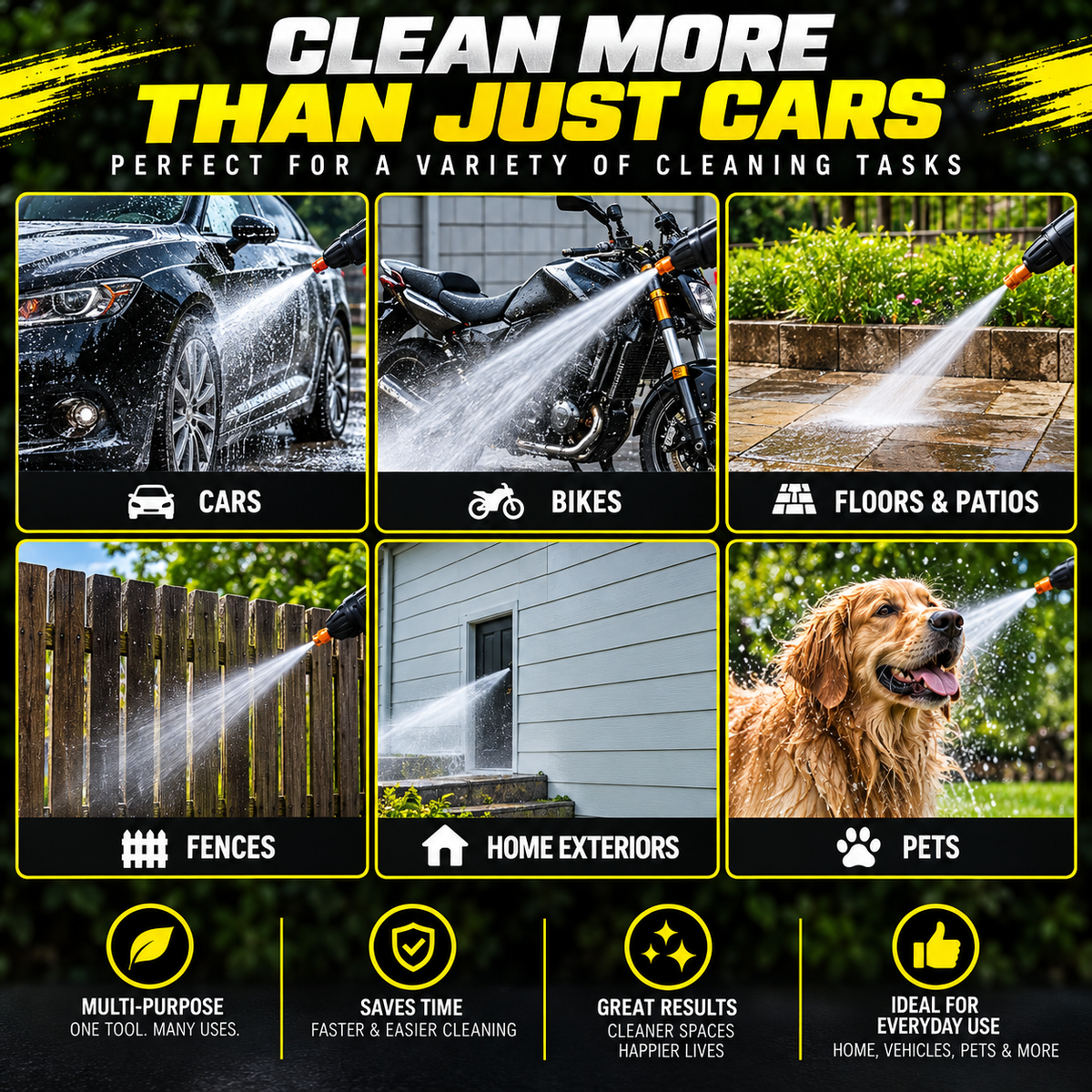 GACTRON Car Washer High Pressure Gun Cordless Portable Wireless Pressure Washer Gun 48V 12000mah High Pressure Water Gun for Car Wash Bike Washing Cleaning| Adjustable Nozzle and 5M Hose Pipe