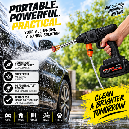 GACTRON Car Washer High Pressure Gun Cordless Portable Wireless Pressure Washer Gun 48V 12000mah High Pressure Water Gun for Car Wash Bike Washing Cleaning| Adjustable Nozzle and 5M Hose Pipe