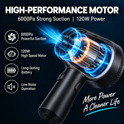 GACTRON 3-in-1 Portable Car Vacuum Cleaner with Blower, USB Rechargeable, Black, Wireless Handheld Mini Design, Strong Suction, Washable HEPA Filter for Car, Home, Travel
