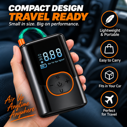 GACTRON Tyre Inflator with 150 PSI Pressure, 4000 mAh Battery, Digital Display, Pressure Detection, Air Pump Compressor for Cars, Bikes, Bicycles & Balls(Black)