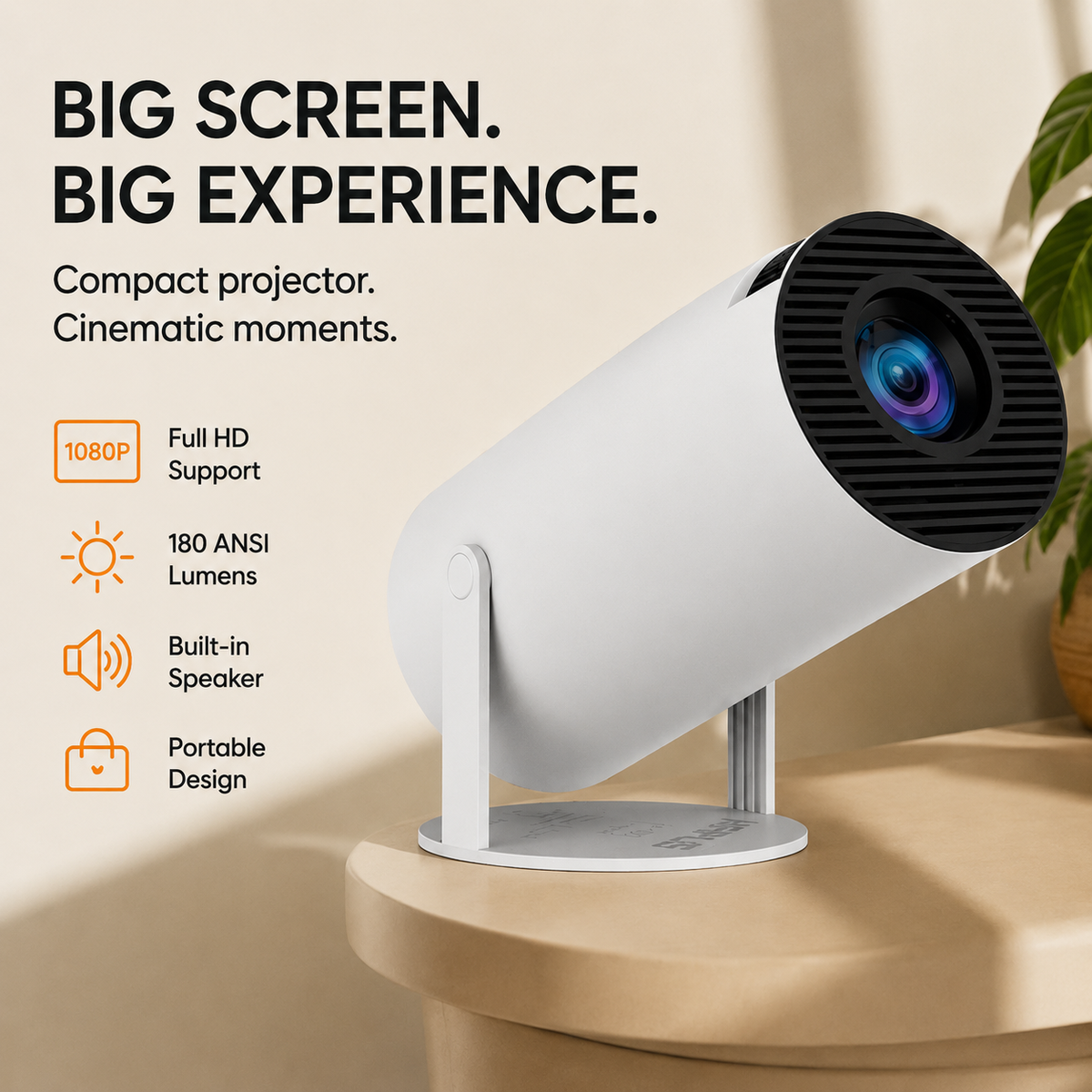 GACTRON Portable Mini Projector, 4K 1080P Full HD Projector, Support Video Projector, WiFi 5G BT 5.0, Cinema Projector 180° Can Be Rotated, Android 11, Compatible with TV Stick