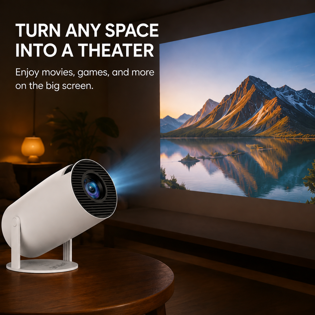 GACTRON Portable Mini Projector, 4K 1080P Full HD Projector, Support Video Projector, WiFi 5G BT 5.0, Cinema Projector 180° Can Be Rotated, Android 11, Compatible with TV Stick