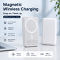 GACTRON Mag One Wireless 3000mAh Fast Charging Power Bank with Metal Stand | USB Type C Input & Output, 22.5W Portable Charger for iPhone 12 & Above, Android & Qi Enabled Devices