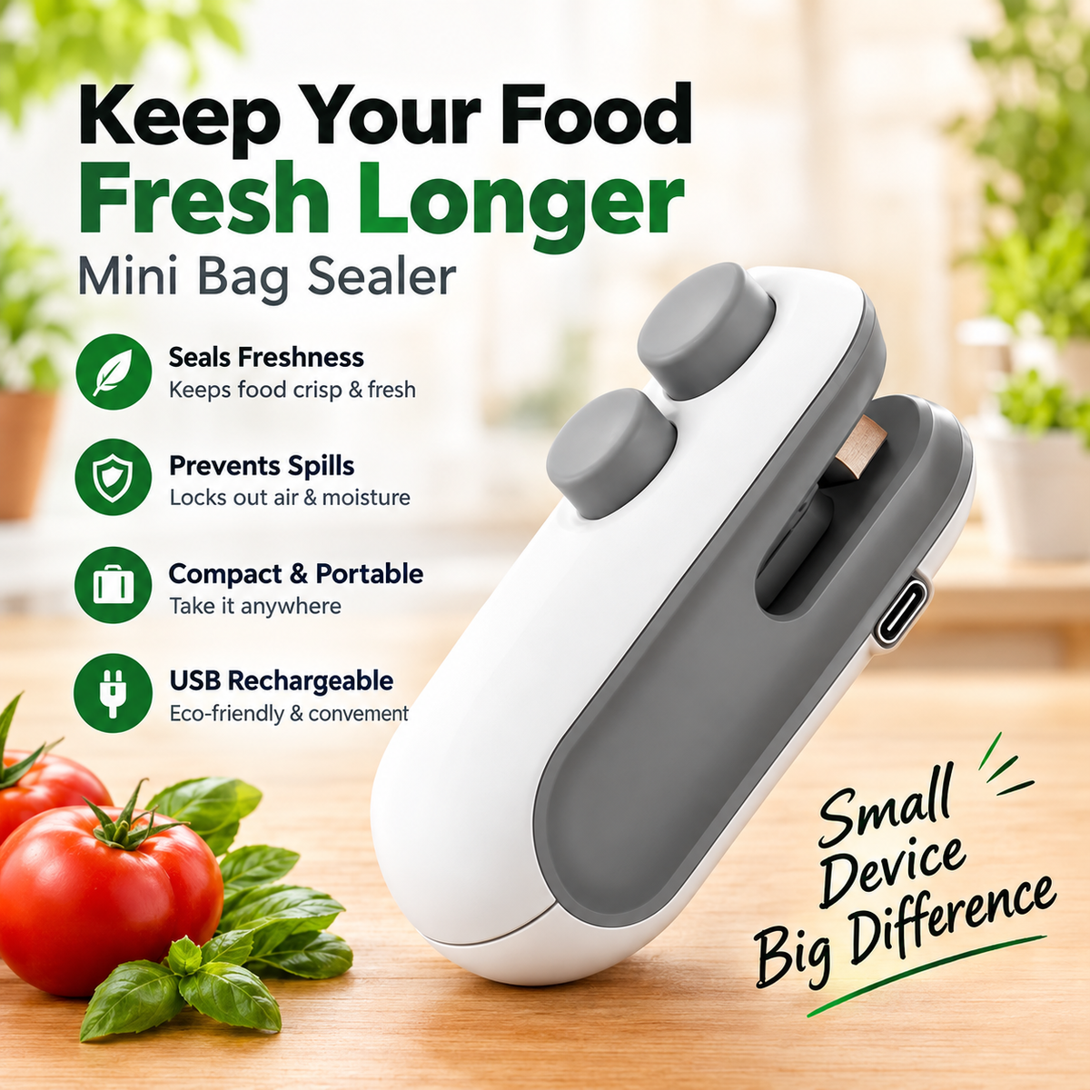 GACTRON Portable Mini Sealing Machine,Handheld Packet Sealer for Food, Snacks, Chips, Fresh Storage, Plastic Bags Sealing Machine