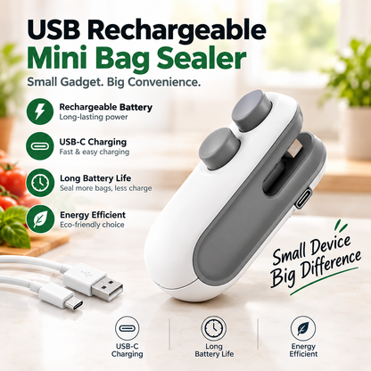 GACTRON Portable Mini Sealing Machine,Handheld Packet Sealer for Food, Snacks, Chips, Fresh Storage, Plastic Bags Sealing Machine