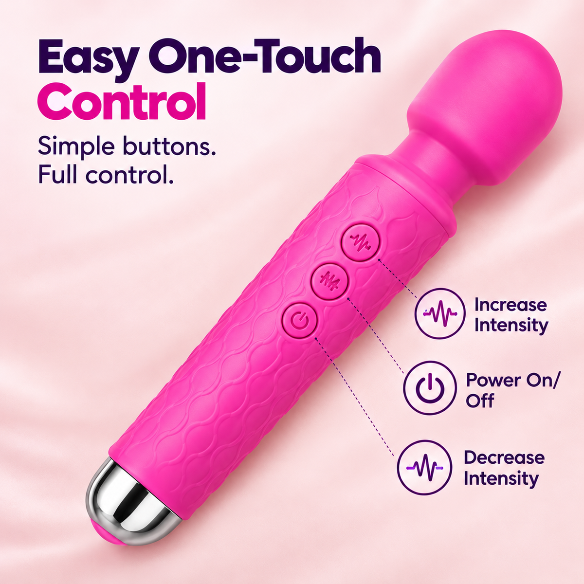 GACTRON Full Body Massager for Women & Men, Rechargeable Wireless Massager Machine for Pain Relief, Handheld Massager with Medical Grade Silicone, 8 Speeds, 20 Modes
